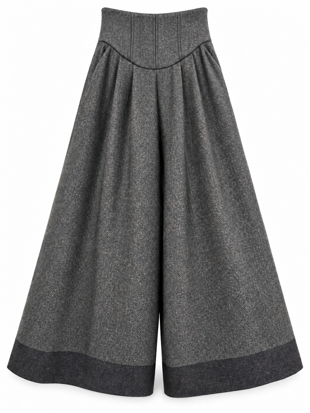 Pantalone palazzo grigio a spina di pesce