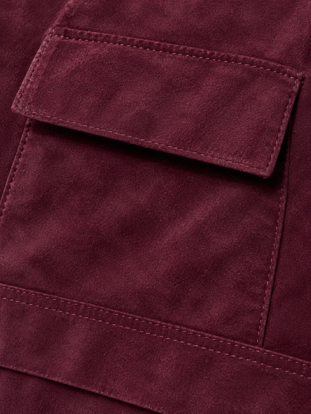 Pantaloni cargo bordeaux effetto camoscio – tasca