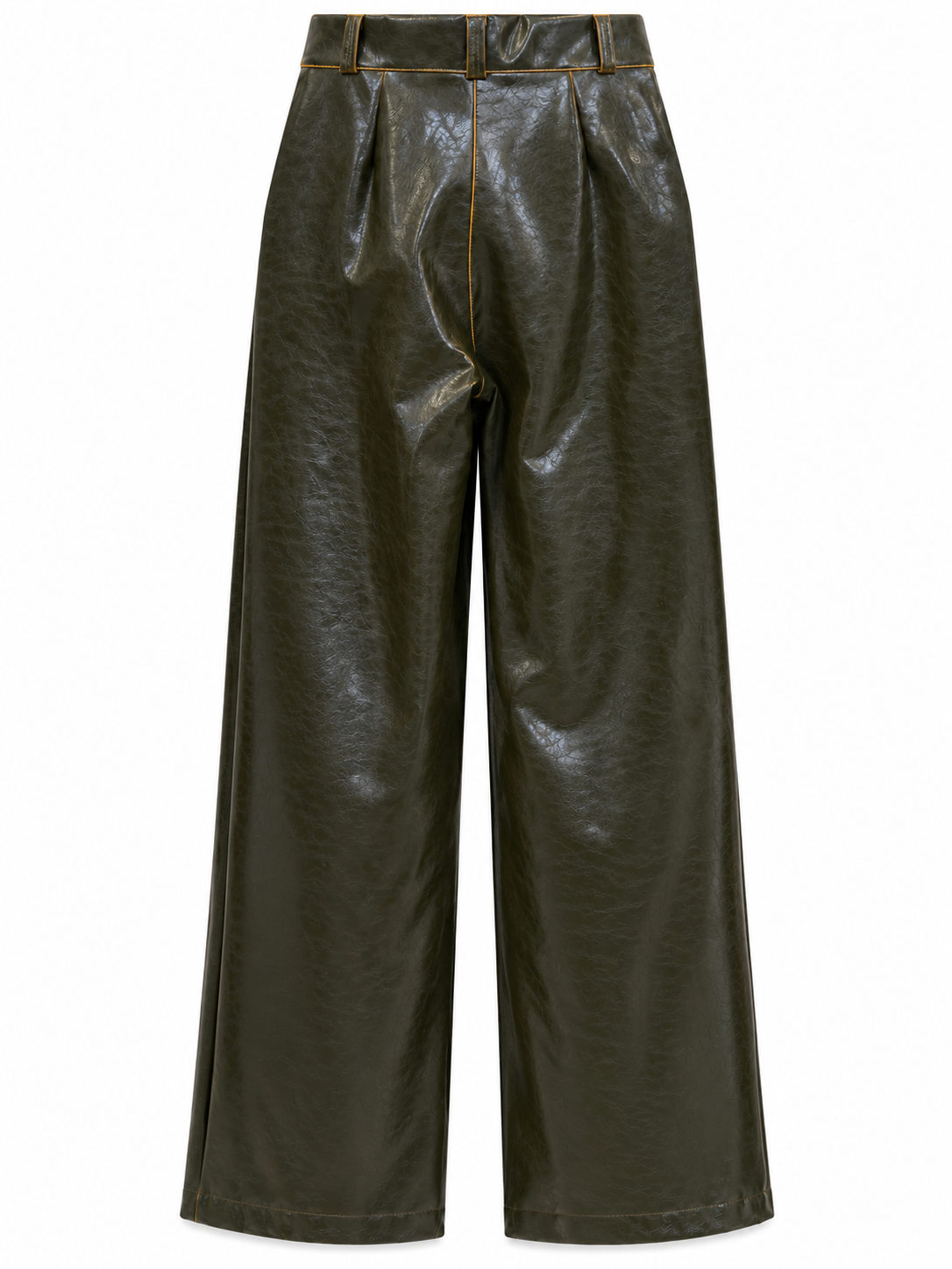 Pantaloni verde oliva effetto pelle - retro