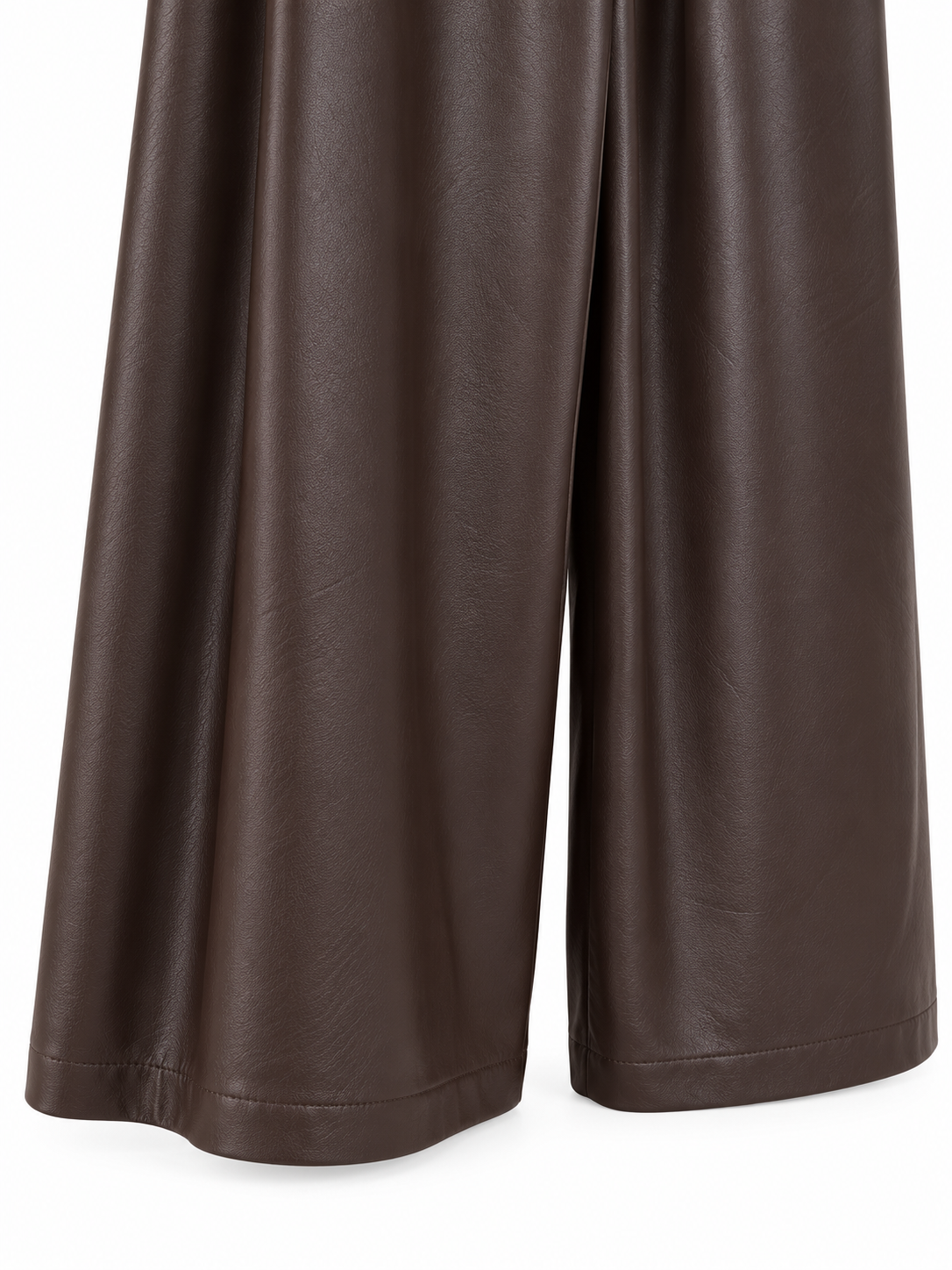 Pantaloni palazzo marroni in ecopelle - Dettaglio fondo