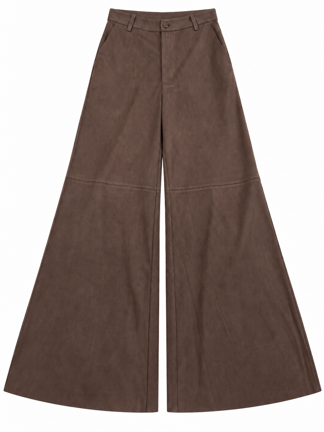 Pantaloni palazzo marroni effetto camoscio - fronte