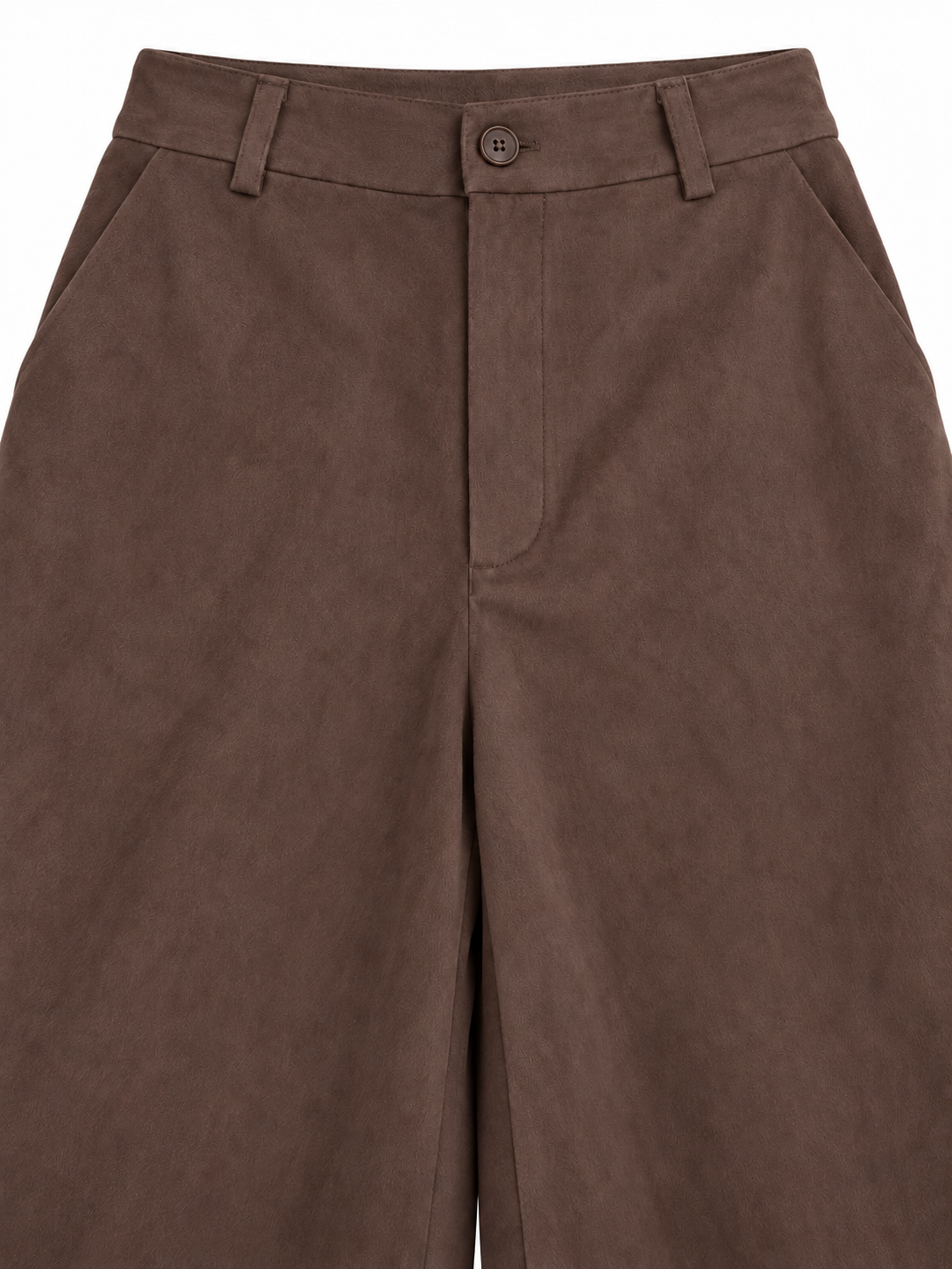 Pantaloni palazzo marroni effetto camoscio - vita