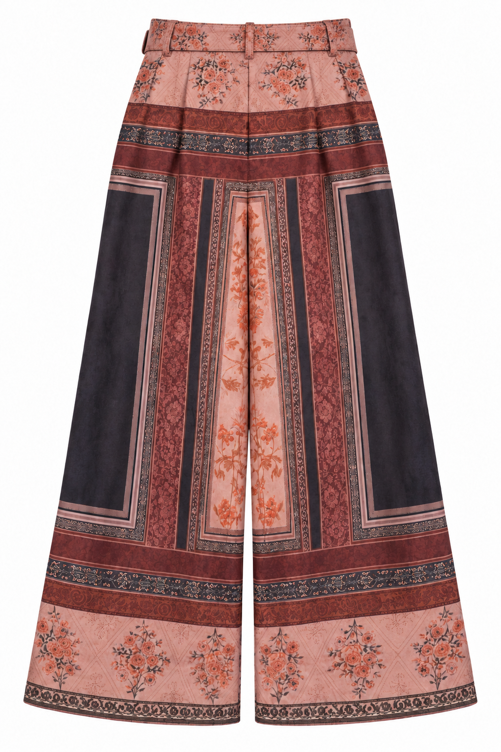 Pantaloni palazzo stampa foulard effetto scamosciato - retro