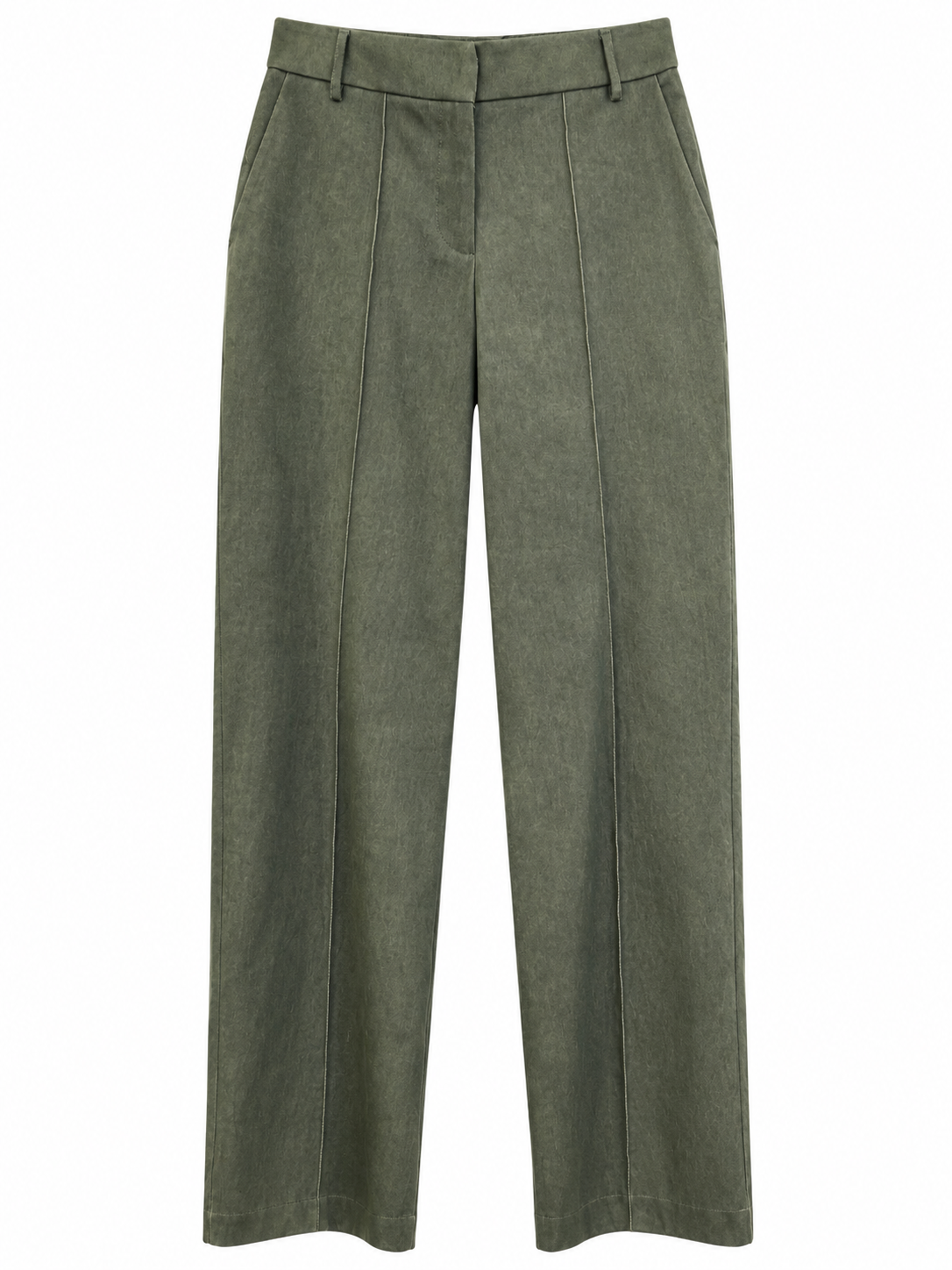 Pantaloni verde sfumato con cucitura centrale - fronte