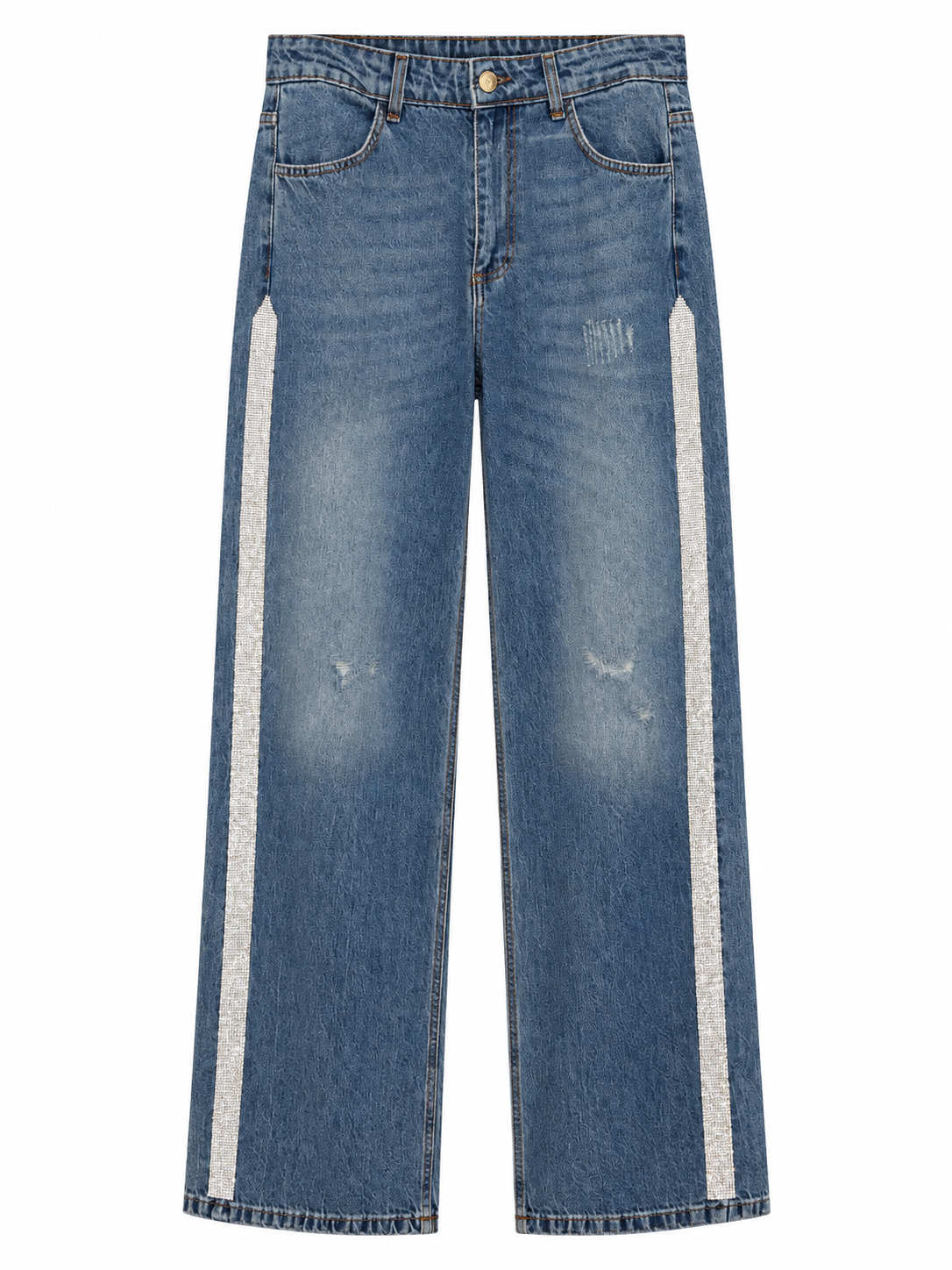 Jeans con bande di strass - fronte