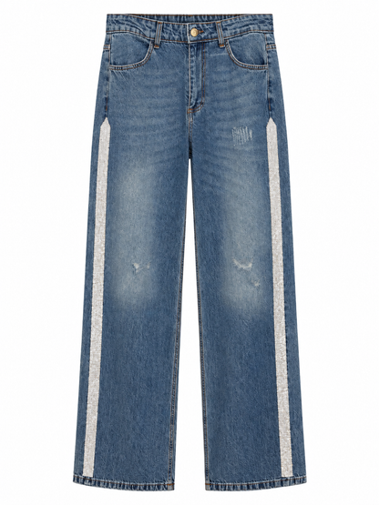 Jeans con bande di strass - fronte