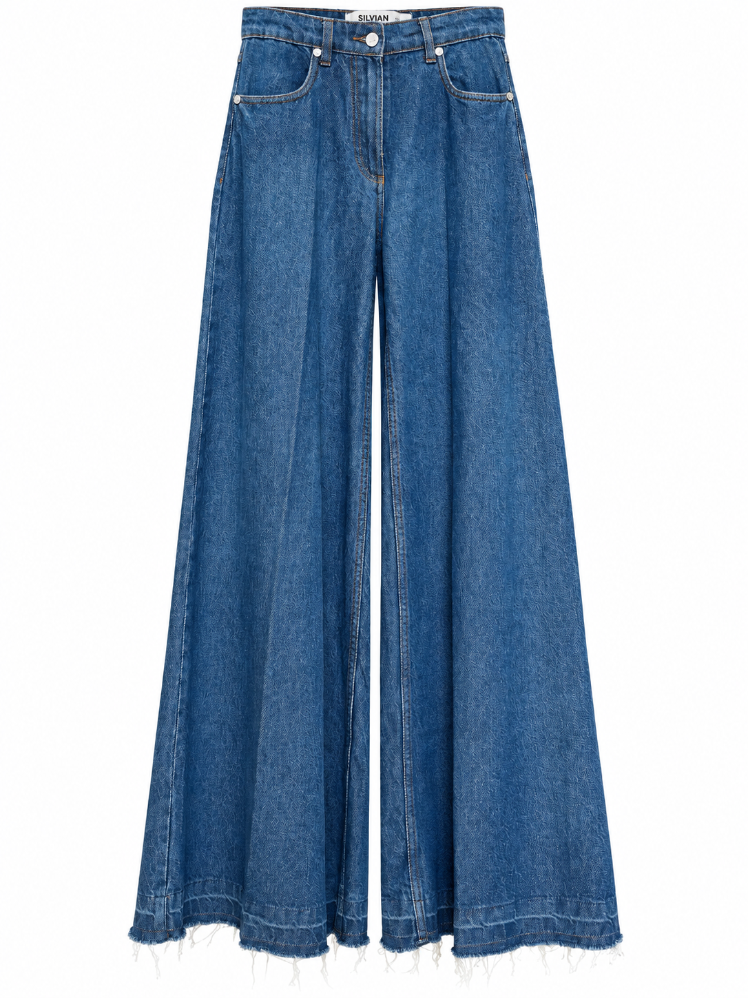 Jeans ampi con fondo sfrangiato - fronte