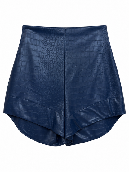 Shorts blu effetto coccodrillo - fronte