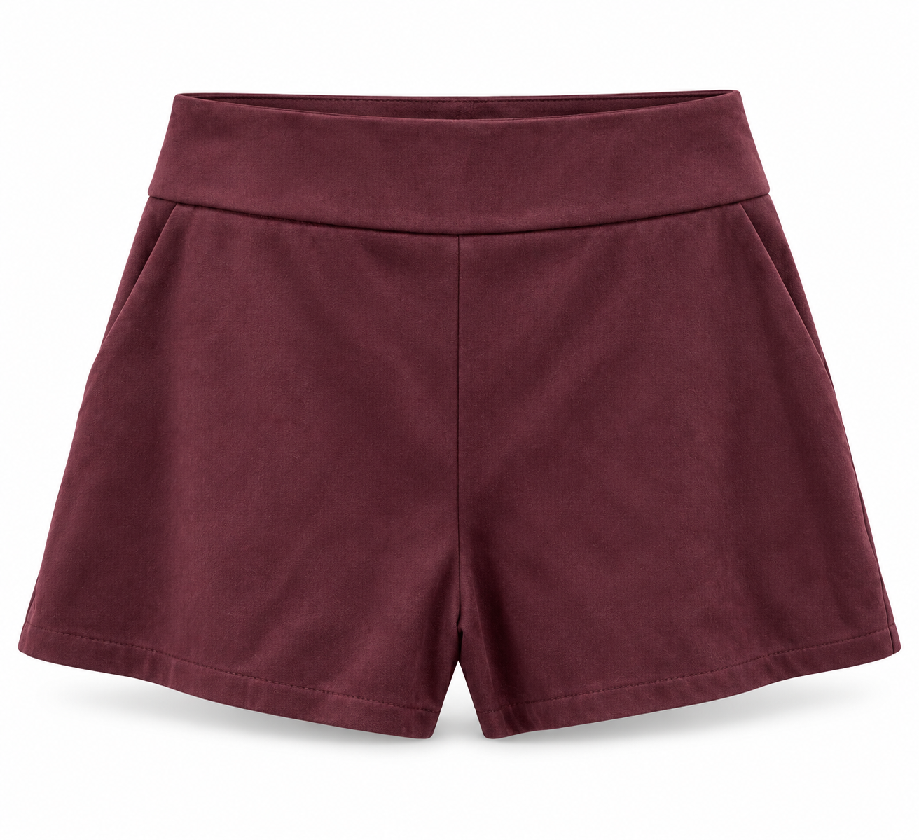 Shorts bordeaux effetto camoscio - Fronte