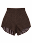Shorts bouclé cioccolato con interno in ecopelle – fronte