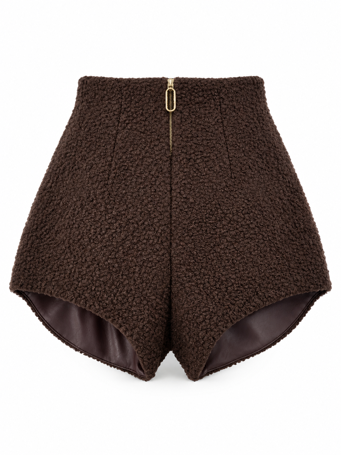 Shorts bouclé cioccolato – retro con zip
