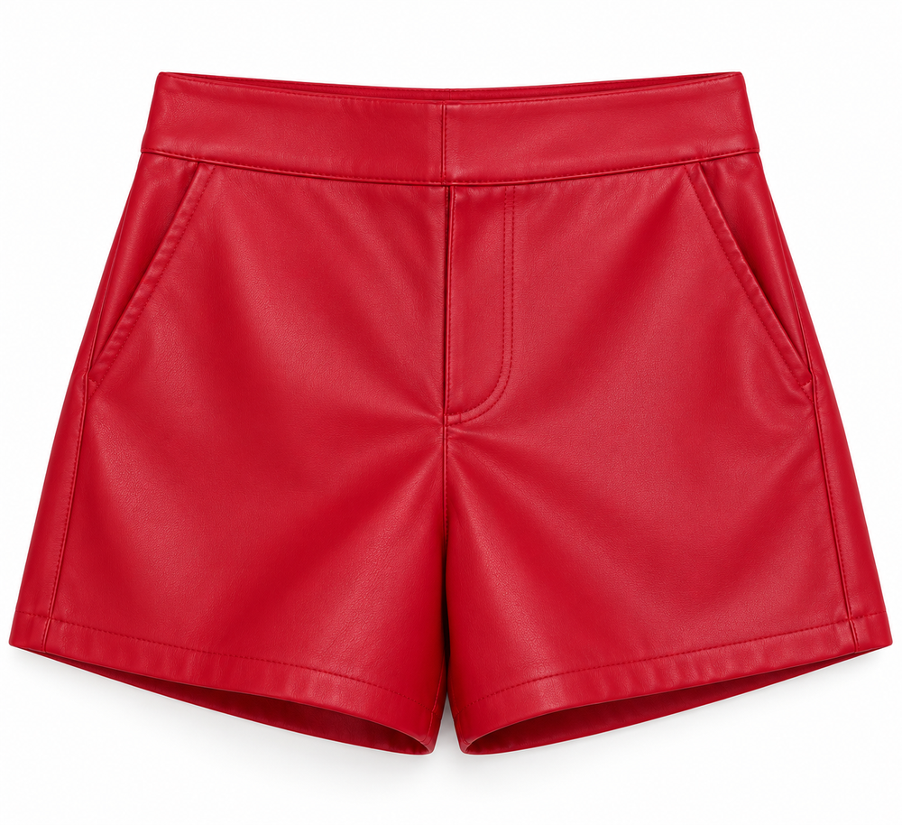Shorts rossi in ecopelle
