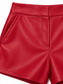 Shorts rossi in ecopelle a vita alta - Dettaglio vita e tasca laterale