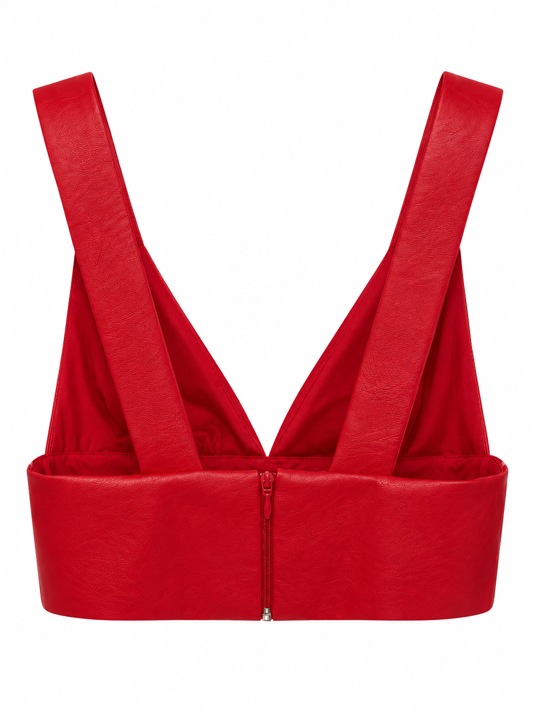Top rosso in ecopelle con bustino - Vista posteriore