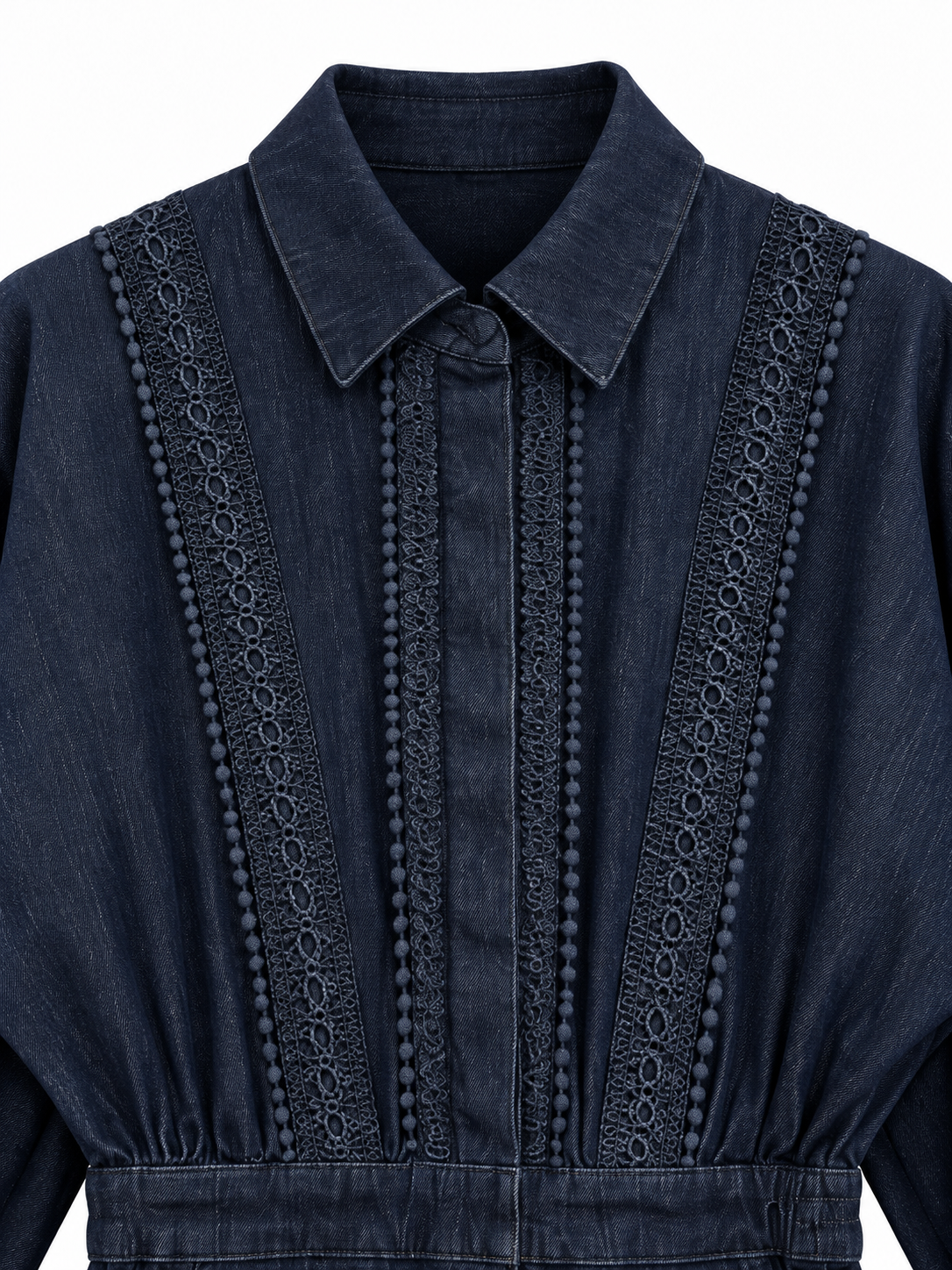 Tuta in denim blu — colletto